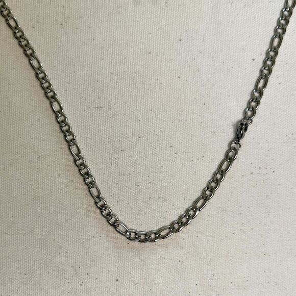 Y2K Silver 925 Stainless Steel Cuban Link Chain Necklace 20 Inch Vintage Unisex - Picture 7 of 8